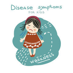 Kids disease symptoms in scandinavian style. Vector illustration