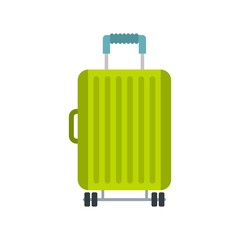 Suitcase on wheels icon, flat style