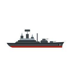 Warship icon, flat style
