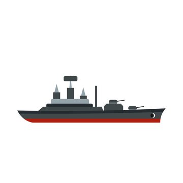 Warship icon, flat style