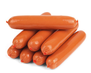 Fresh sausages in a row