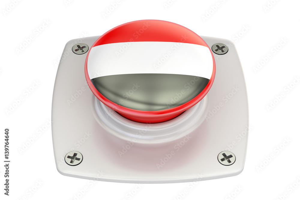 Poster yemen flag push button, 3d rendering