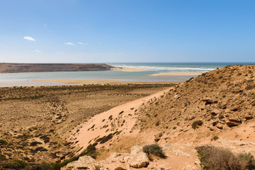 River outfall of river Wadi Draa, Atlantic, Morocco
