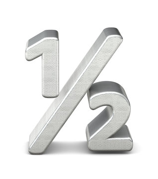symbol bruch 1/2 silber silver 3d struktur
