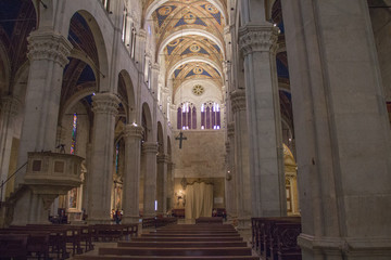 Interior view of Lucca Cathedral. Cattedrale di San Martino. Tuscany. Italy.