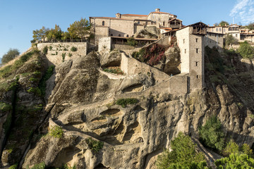 Amazing view of Holy Monastery of Great Meteoron in Meteora, Thessaly, Greece