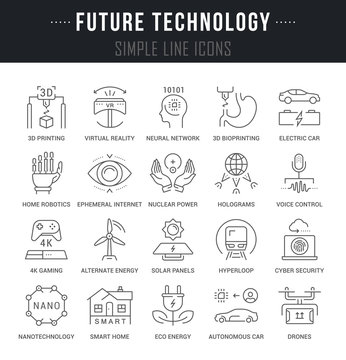 Set Vector Line Icons of Future Technology.