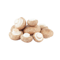 Heap of raw white champignons, isolated