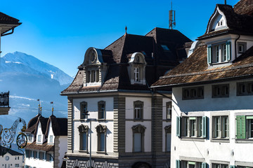Classic city architecture of Switzerland street view