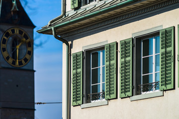 Classic city architecture of Switzerland street view