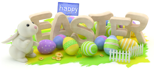 Happy Easter - bunny and eggs © Studio Harmony