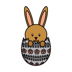 cute rabbit with egg character icon vector illustration design