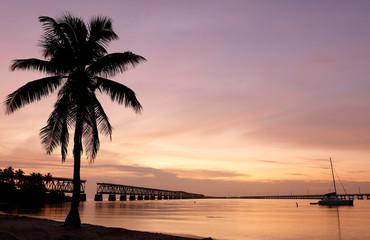 Bahia Honda Rail Bridge at Sunset. The Bahia Honda Rail Bridge is a derelict railroad bridge in the lower Florida Keys connecting Bahia Honda Key with Spanish Harbor Key.