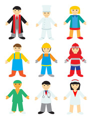 Professions on White Background. Vector Illustration of People of Different Professions for Children.
