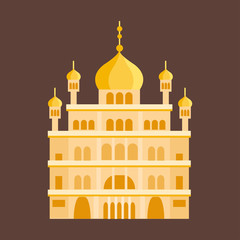 Cathedral orthodox churche temple building landmark tourism world religions and famous structure traditional city ancient old tower vector illustration.