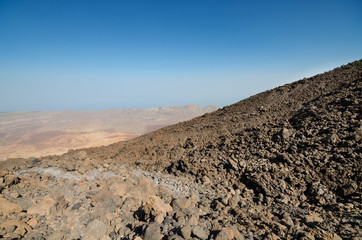 Volcanic landscape geologic detail in teide national park, Tenerife, Canary islands, Spain.