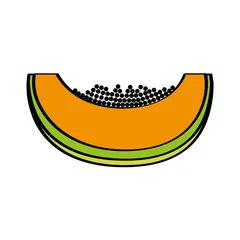 Gordijnen papaya fresh fruit drawing icon vector illustration design © Gstudio