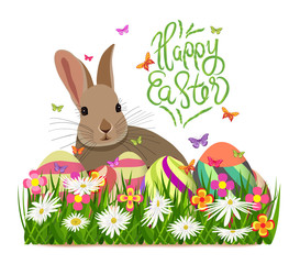 Happy easter. Hello spring background with grass