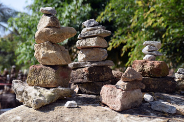 Stacks of stones in Wat Phukwaingern Temple, Chiang Kan district, Loei province,Thailand