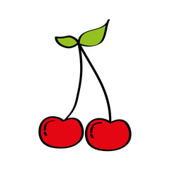 cherry fresh fruit drawing icon vector illustration design