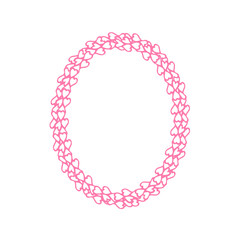 Fototapeta premium The letter number zero or 0, in the alphabet Heart flower petals illustration set flat design pink color isolated on white background, vector eps10