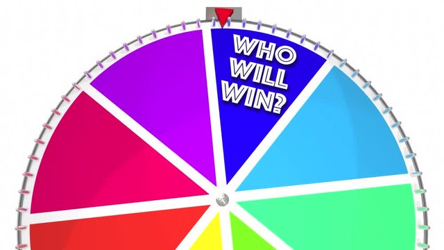 Who Will Win Game Show Spinning Wheel Words 3d Animation