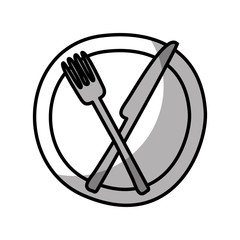 dish with knife and fork kitchen cutlery isolated icon vector illustration design