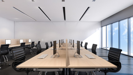 The modern office interior design , 3D rendering