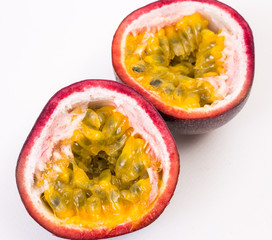 Passion fruit on white background