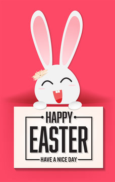 happy easter day with beautiful colorful flower, Vector illustration template background