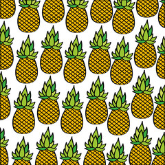 pineapples pattern fresh fruit drawing icon vector illustration design
