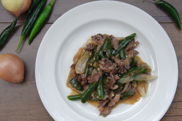 Stir fried chicken and capsicum