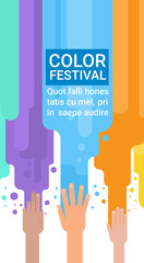 Happy Holi Religious India Holiday Traditional Celebration Greeting Cart Flat Vector Illustration