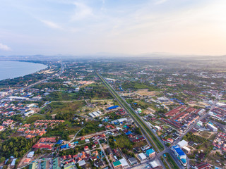 Aerial view of Pattaya city from rural area zone in the morning