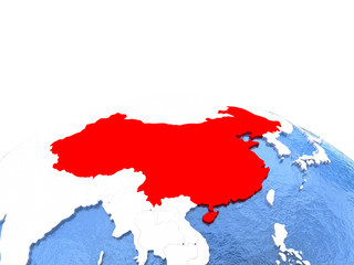 Map of China on globe