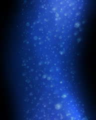 elegant black and blue background with blurred stars or white circle bokeh lights in dark starry night design