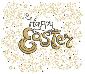 Happy Easter vintage card. Beautiful floral vector illustration for holiday.