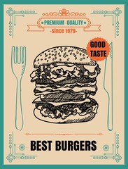 Restaurant Fast Foods menu burger on chalkboard background vector format eps10 - 139780452