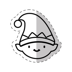 christmas face elve cut line vector illustraiton eps 10