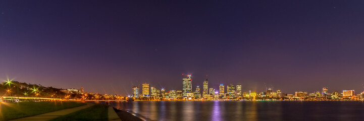 Fototapeta na wymiar Illuminated city of Perth, Australia