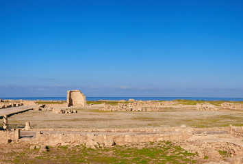 Paphos archaeological park at Kato Pafos in Cyprus, panorama