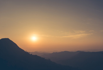 Beautiful winter landscape in the mountains. Sunrise in the mountain