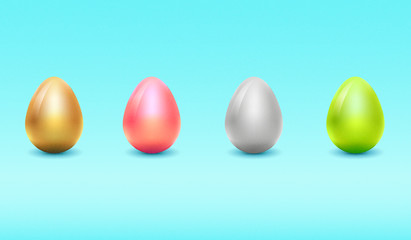 Set of realistic easter eggs. Editable vector