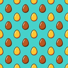 Seamless easter eggs pattern. Trendy filled outline vector