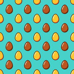 Seamless easter eggs pattern. Trendy filled outline vector