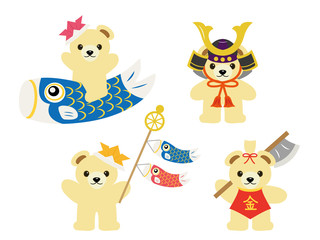 こどもの日　くまのイラストセット