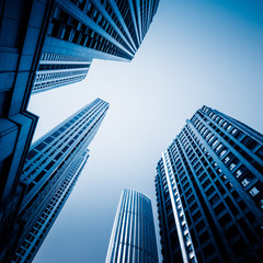 Skyscrapers from a low angle view in modern city of China.