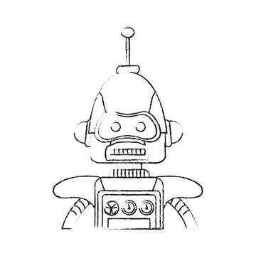 robot with antenna on top technology icon image vector illustration design 