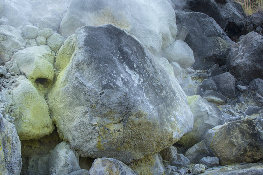 Hot sulfuric vent in active volcano