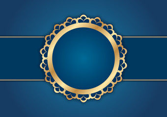 Western Style Card Template, Blue And Golden